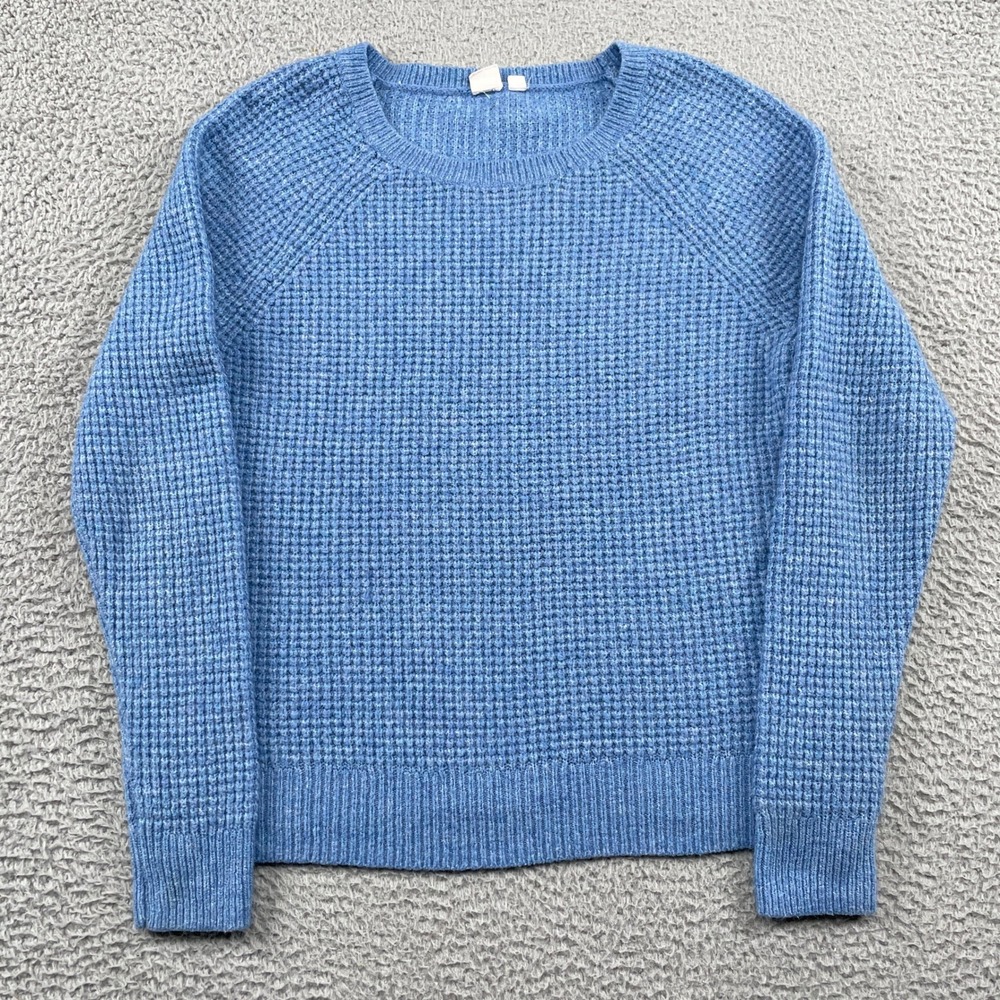 GAP Sweater‎ Womens S Blue Heather Waffle Stitch Crewneck Pullover S/399031-01